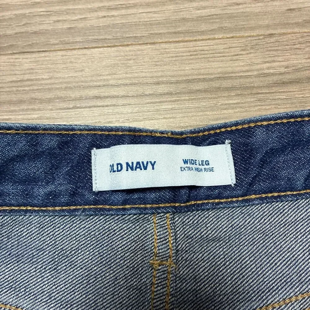 New With Tags Old Navy Extra High Rise Wide Leg Blue Jeans Size 12 Tall - Picture 6 of 8